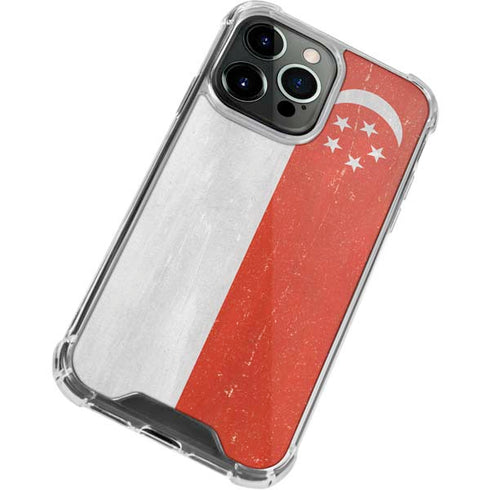 Singapore Flag Distressed iPhone 14 Pro Max Clear Case